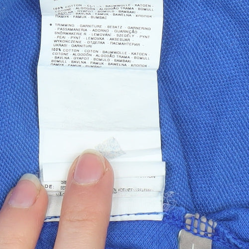 Napapijri Men’s Blue Cotton Polo Shirt Size L Embroidered Flag Logo