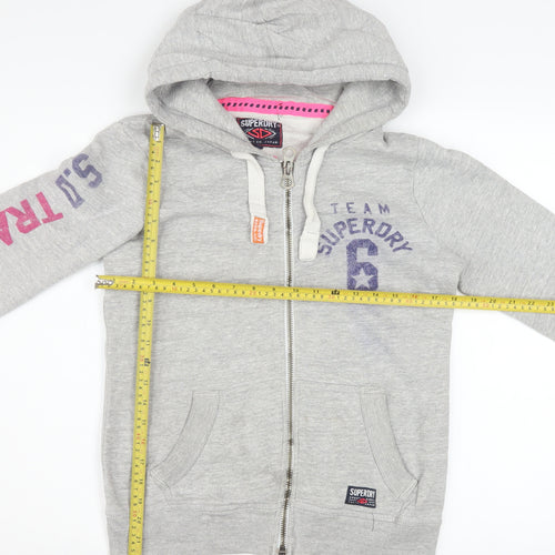 Superdry Women's Grey Full Zip Hoodie M Cotton Blend Trackstyle