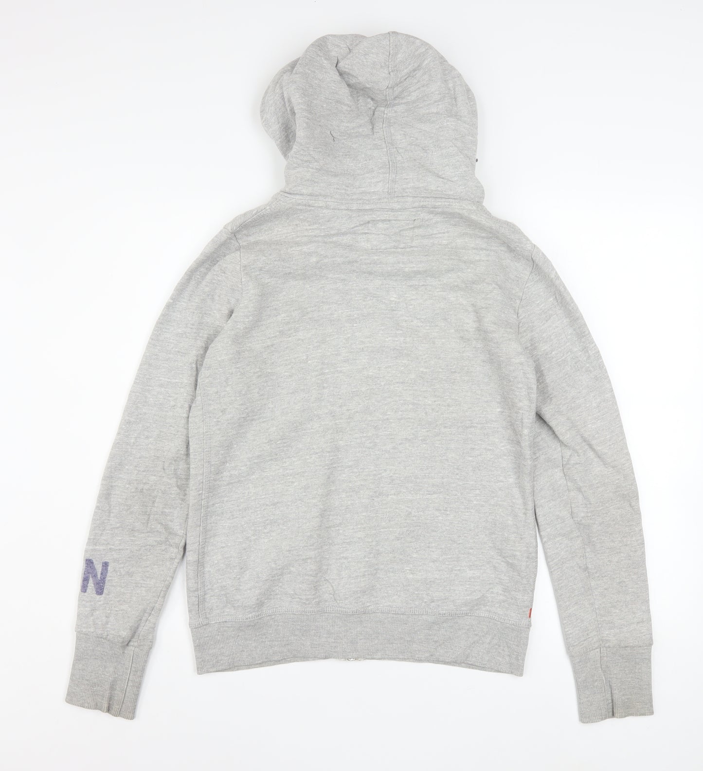 Superdry Women's Grey Full Zip Hoodie M Cotton Blend Trackstyle