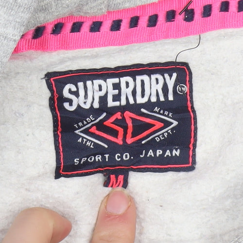 Superdry Women's Grey Full Zip Hoodie M Cotton Blend Trackstyle