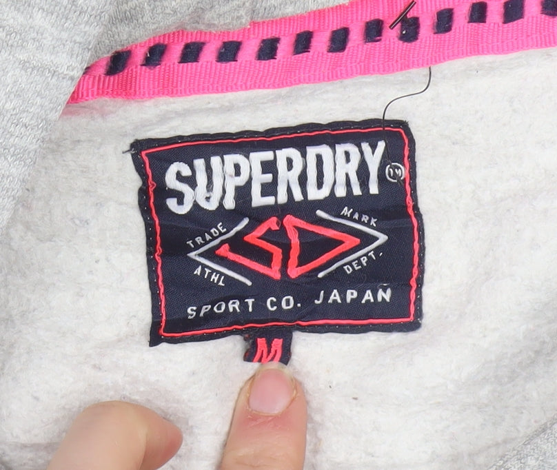 Superdry Women's Grey Full Zip Hoodie M Cotton Blend Trackstyle