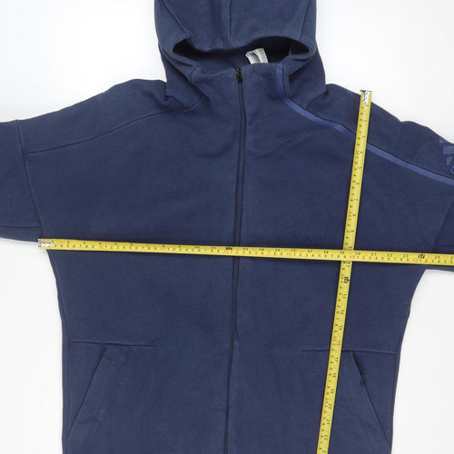 Adidas Men Blue Full Zip Fleece Hoodie L Sportswear