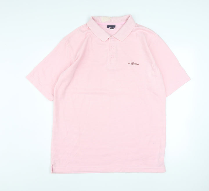Umbro Men’s Pink Short Sleeve Polo Shirt Size L Polyester Cotton