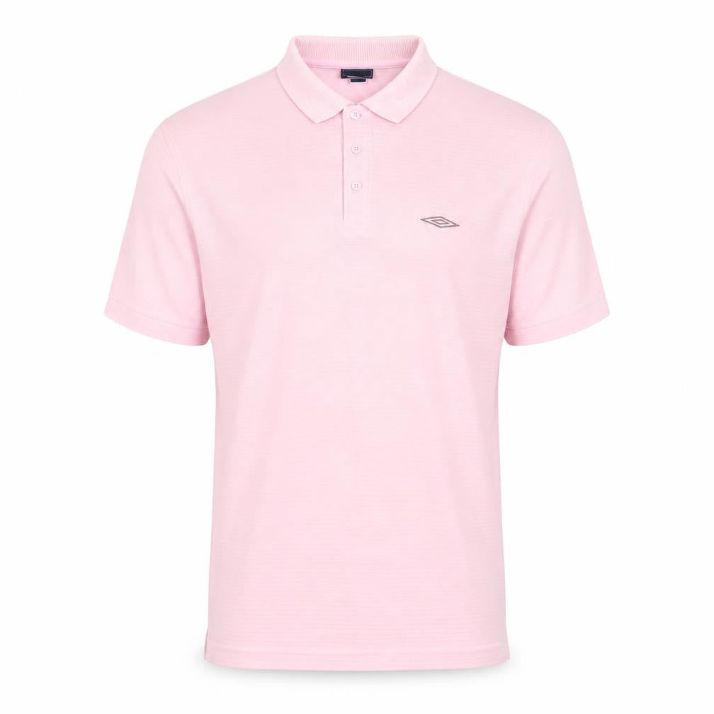 Umbro Men’s Pink Short Sleeve Polo Shirt Size L Polyester Cotton