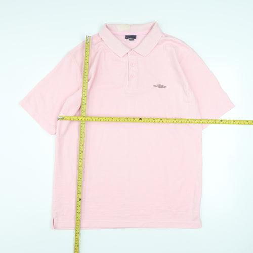 Umbro Men’s Pink Short Sleeve Polo Shirt Size L Polyester Cotton