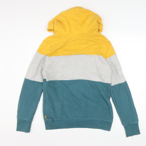 Superdry Womens Yellow Teal Grey Pullover Hoodie Size 12