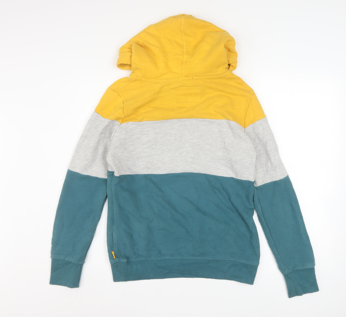 Superdry Womens Yellow Teal Grey Pullover Hoodie Size 12