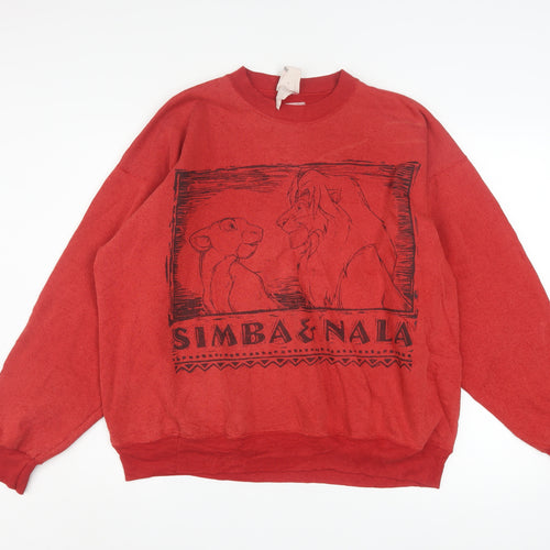 Disney The Lion King Women's Red Pullover Sweatshirt Large Simba & Nala