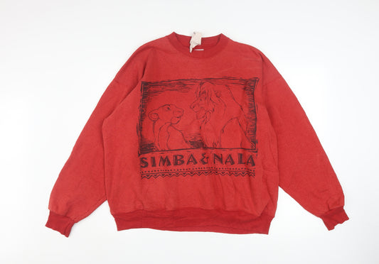 Disney The Lion King Women's Red Pullover Sweatshirt Large Simba & Nala