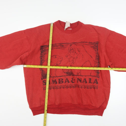 Disney The Lion King Women's Red Pullover Sweatshirt Large Simba & Nala