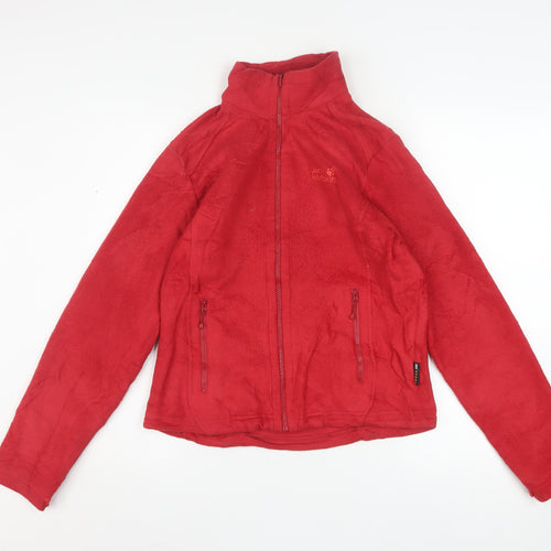 Jack Wolfskin Womens Red Fleece Full Zip Outdoor Jacket Size 10