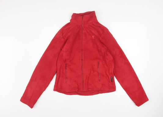 Jack Wolfskin Womens Red Fleece Full Zip Outdoor Jacket Size 10