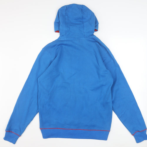 Superman Men’s Blue Pullover Hoodie Size S Graphic Logo Fleece