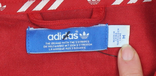 Adidas Mens Red Track Jacket M Regular Fit Full Zip Activewear