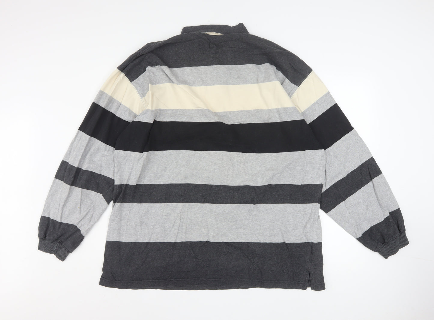 Marks and Spencer Men's Grey Striped Collared XL Rugby Sweatshirt
