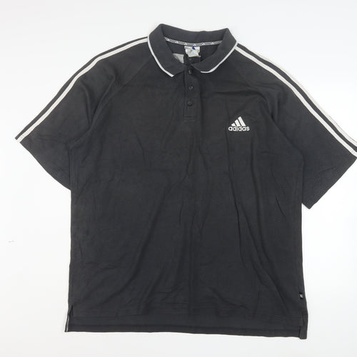 Adidas Mens Black Polo Shirt Size L Regular Fit Sportswear