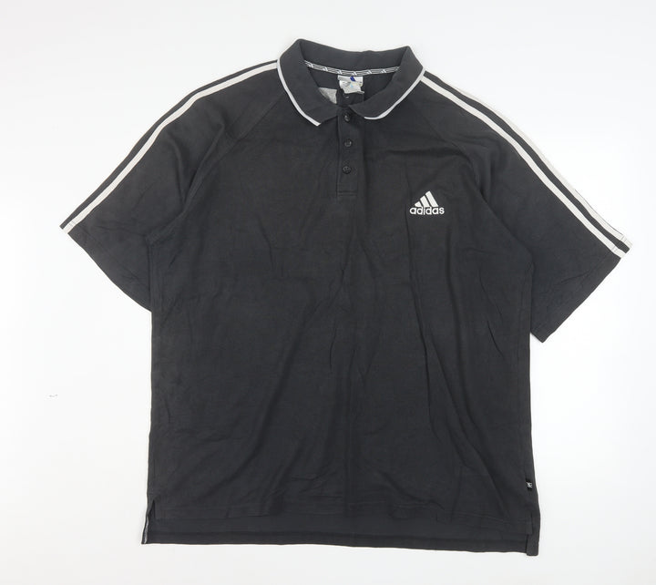 Adidas Mens Black Polo Shirt Size L Regular Fit Sportswear