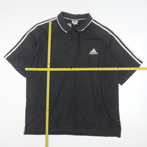 Adidas Mens Black Polo Shirt Size L Regular Fit Sportswear