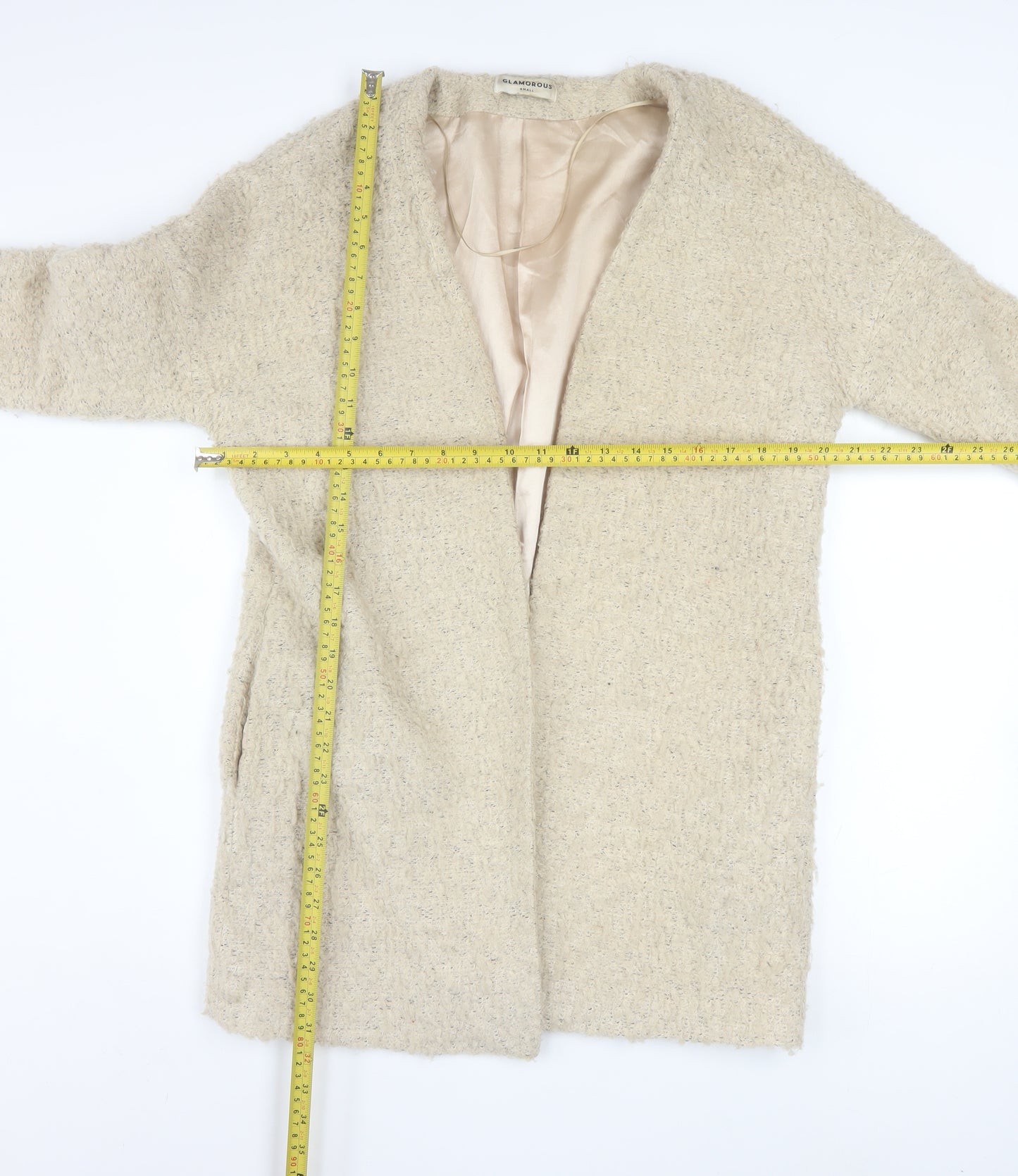 Glamorous Women Beige Wool Blend Mid-Length Overcoat Size S