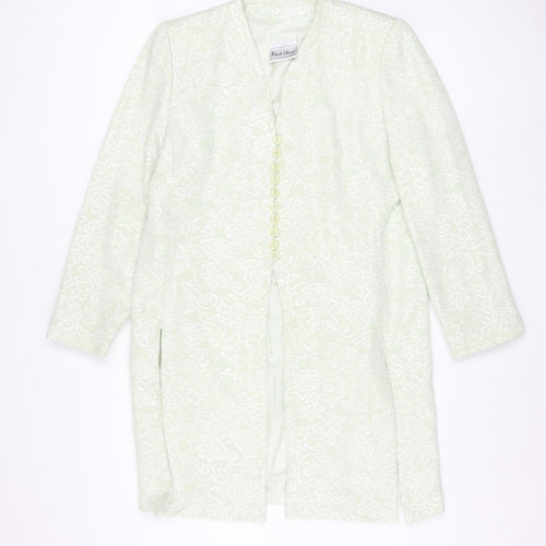 Frank Usher Women’s Ivory Floral Long Coat UK 16 Lined Elegant