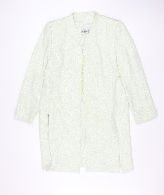 Frank Usher Women’s Ivory Floral Long Coat UK 16 Lined Elegant