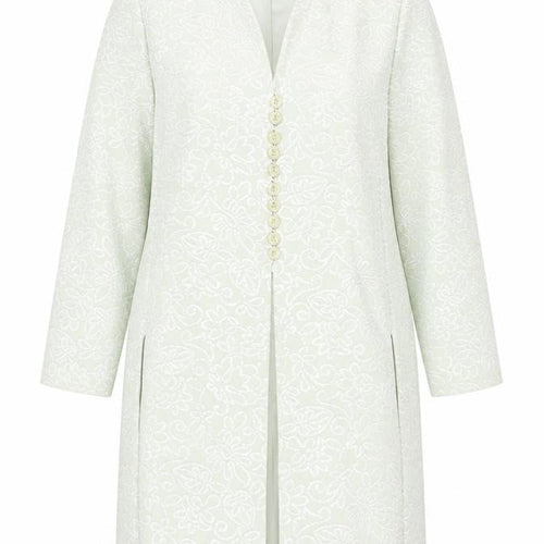 Frank Usher Women’s Ivory Floral Long Coat UK 16 Lined Elegant