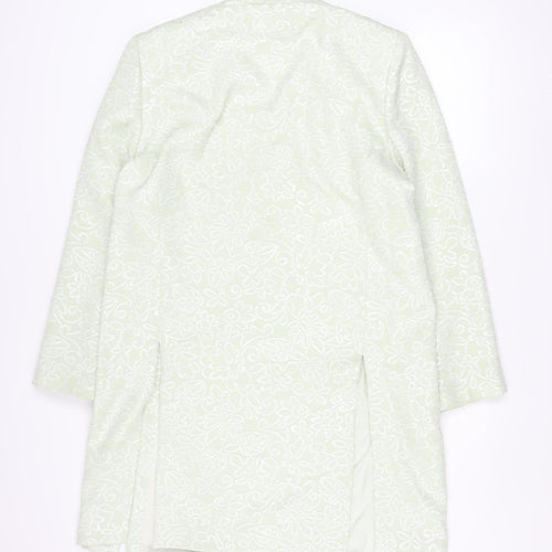 Frank Usher Women’s Ivory Floral Long Coat UK 16 Lined Elegant