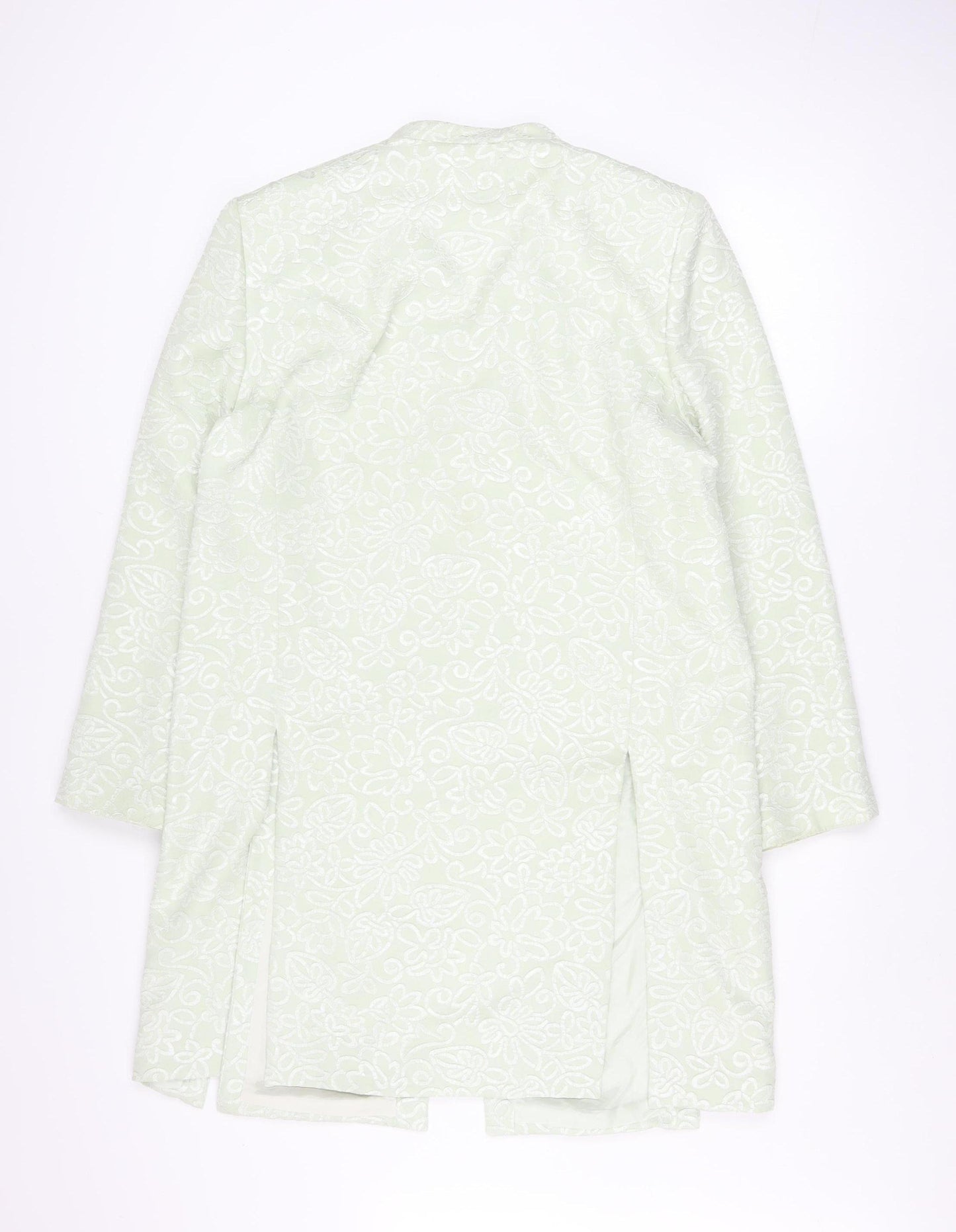 Frank Usher Women’s Ivory Floral Long Coat UK 16 Lined Elegant