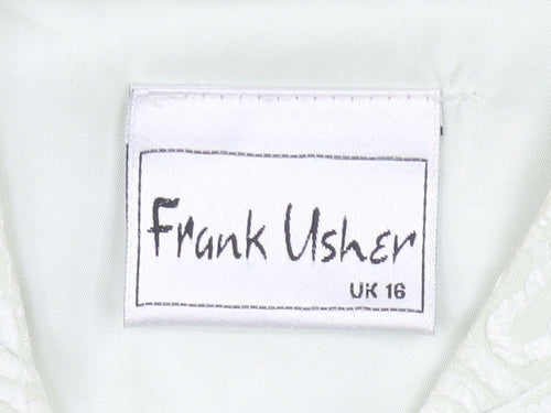 Frank Usher Women’s Ivory Floral Long Coat UK 16 Lined Elegant