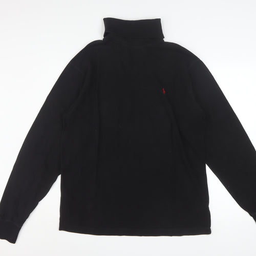 Ralph Lauren Men's Black Roll Neck Cotton Pullover Sweatshirt M