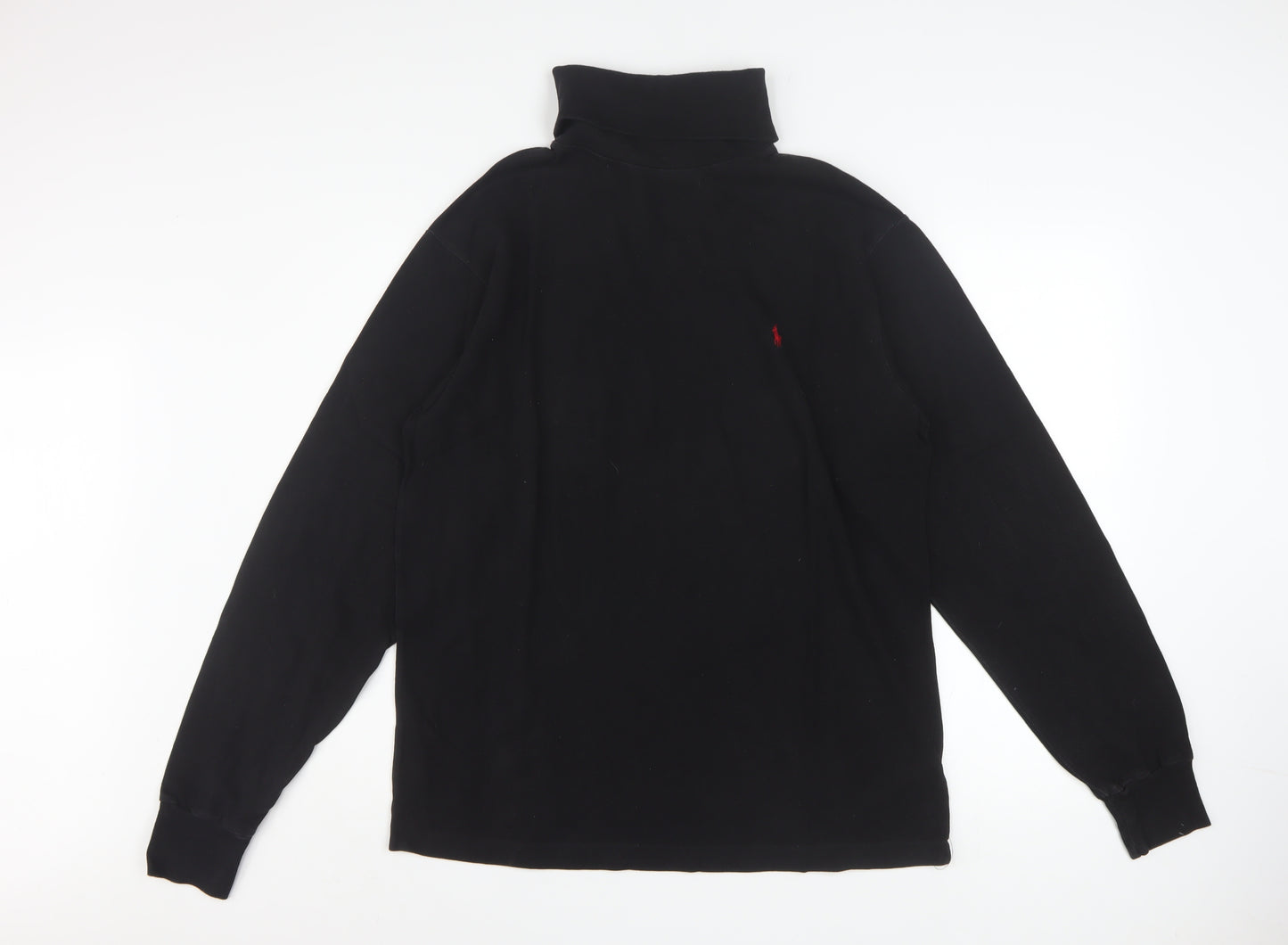 Ralph Lauren Men's Black Roll Neck Cotton Pullover Sweatshirt M