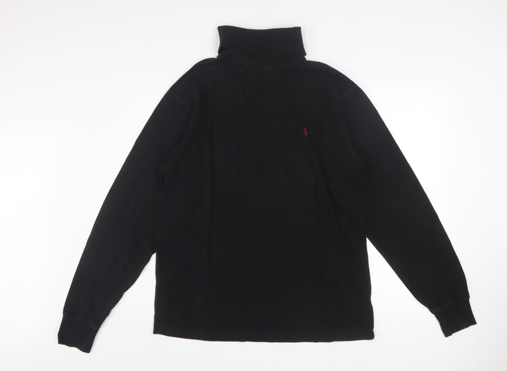 Ralph Lauren Men's Black Roll Neck Cotton Pullover Sweatshirt M
