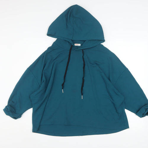John Lewis Anyday Teal Relaxed Fit Pullover Hoodie Women L