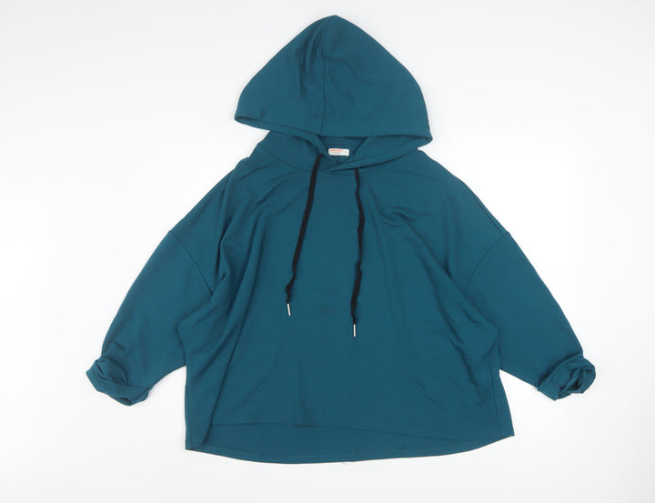 John Lewis Anyday Teal Relaxed Fit Pullover Hoodie Women L