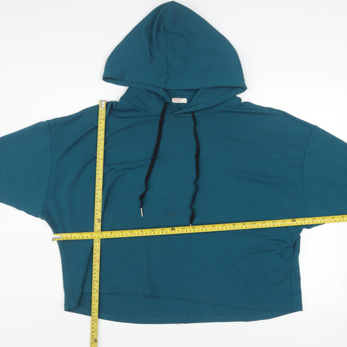 John Lewis Anyday Teal Relaxed Fit Pullover Hoodie Women L