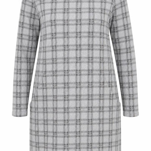 Principles Women Grey Check Shift Dress Size 18 Long Sleeve Knitwear