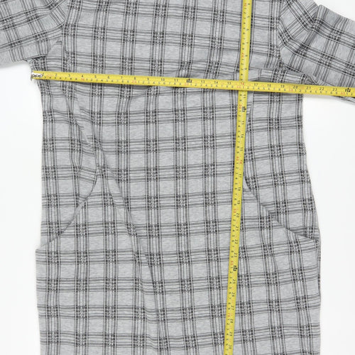 Principles Women Grey Check Shift Dress Size 18 Long Sleeve Knitwear