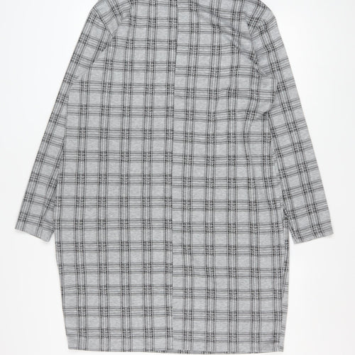 Principles Women Grey Check Shift Dress Size 18 Long Sleeve Knitwear