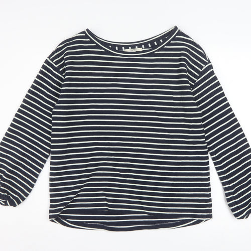 Esprit Women Navy Striped Pullover Sweatshirt Size M Long Sleeve Cotton Blend