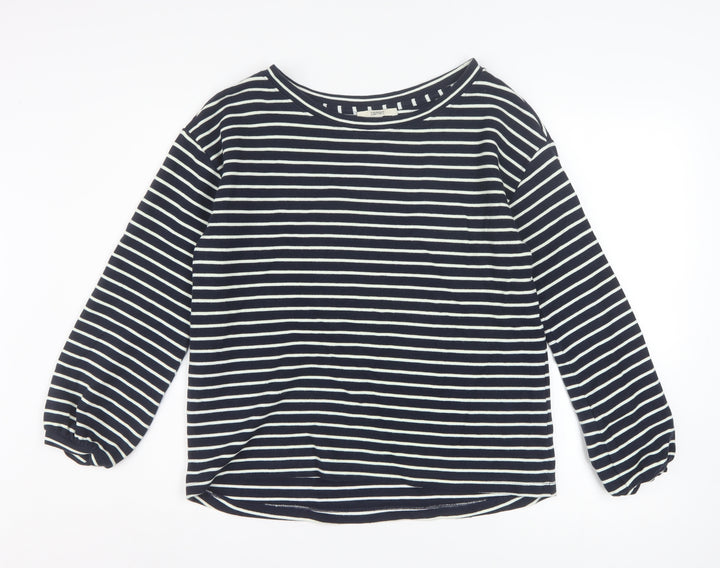 Esprit Women Navy Striped Pullover Sweatshirt Size M Long Sleeve Cotton Blend