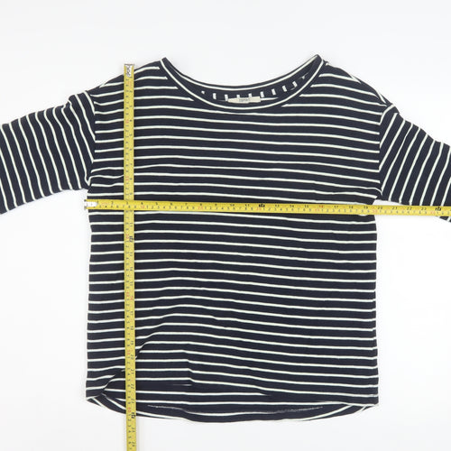 Esprit Women Navy Striped Pullover Sweatshirt Size M Long Sleeve Cotton Blend