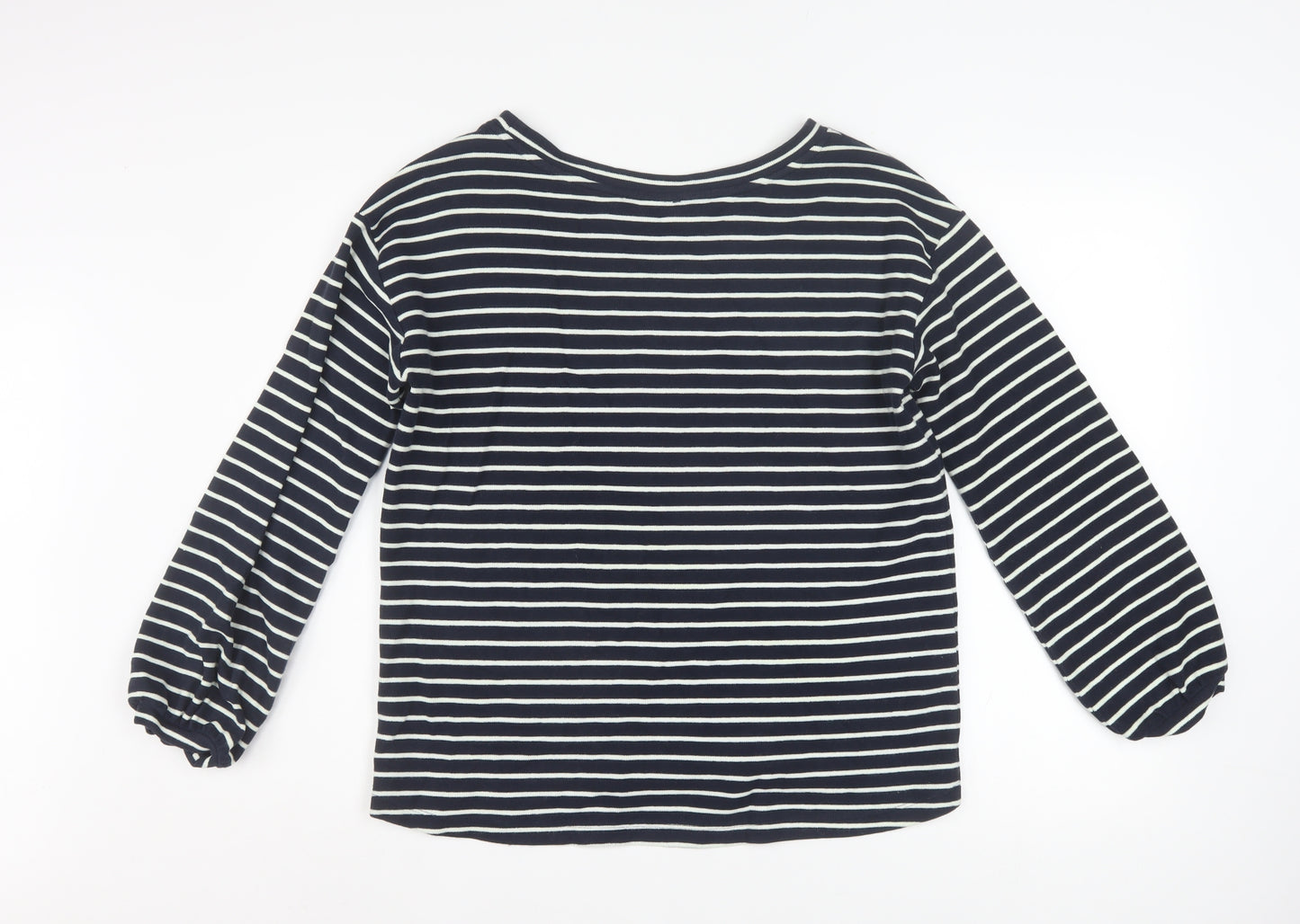 Esprit Women Navy Striped Pullover Sweatshirt Size M Long Sleeve Cotton Blend