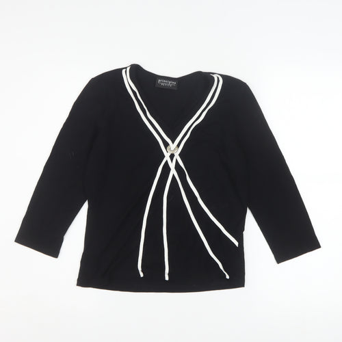 Principles Petite Women's Black V-Neck Wrap Blouse Size 12