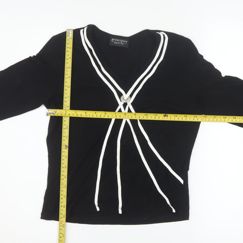 Principles Petite Women's Black V-Neck Wrap Blouse Size 12