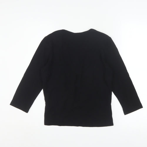 Principles Petite Women's Black V-Neck Wrap Blouse Size 12