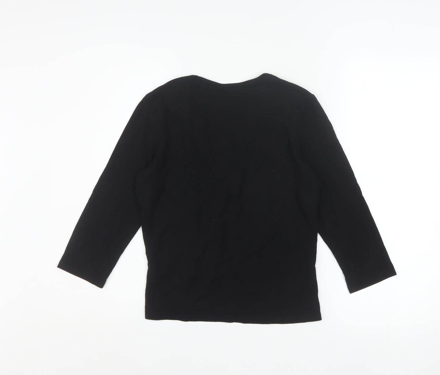 Principles Petite Women's Black V-Neck Wrap Blouse Size 12