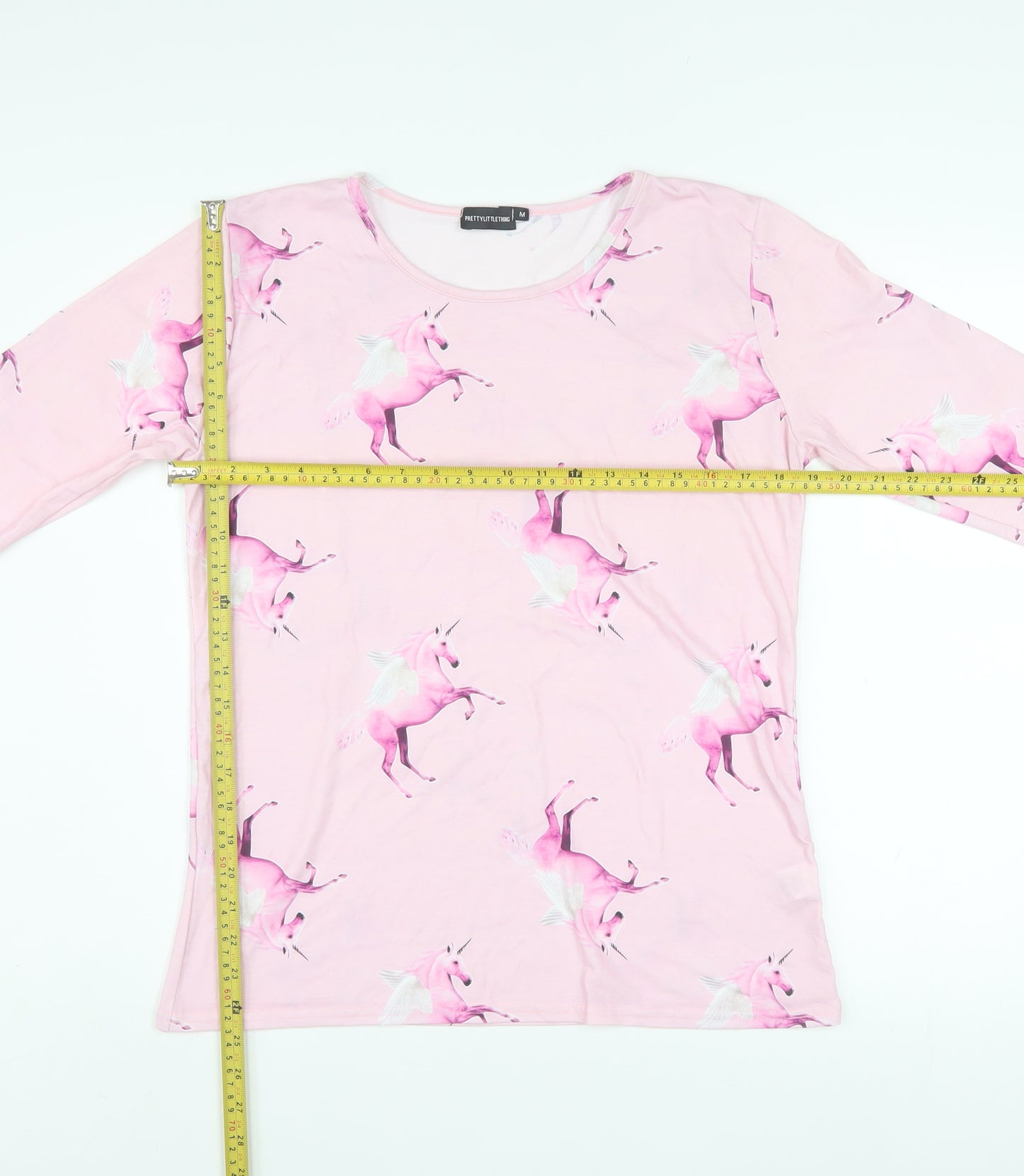 PrettyLittleThing Women’s Pink Unicorn Print Long Sleeve T-Shirt Size M