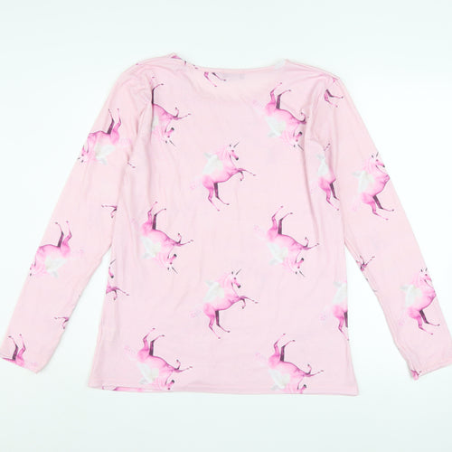 PrettyLittleThing Women’s Pink Unicorn Print Long Sleeve T-Shirt Size M