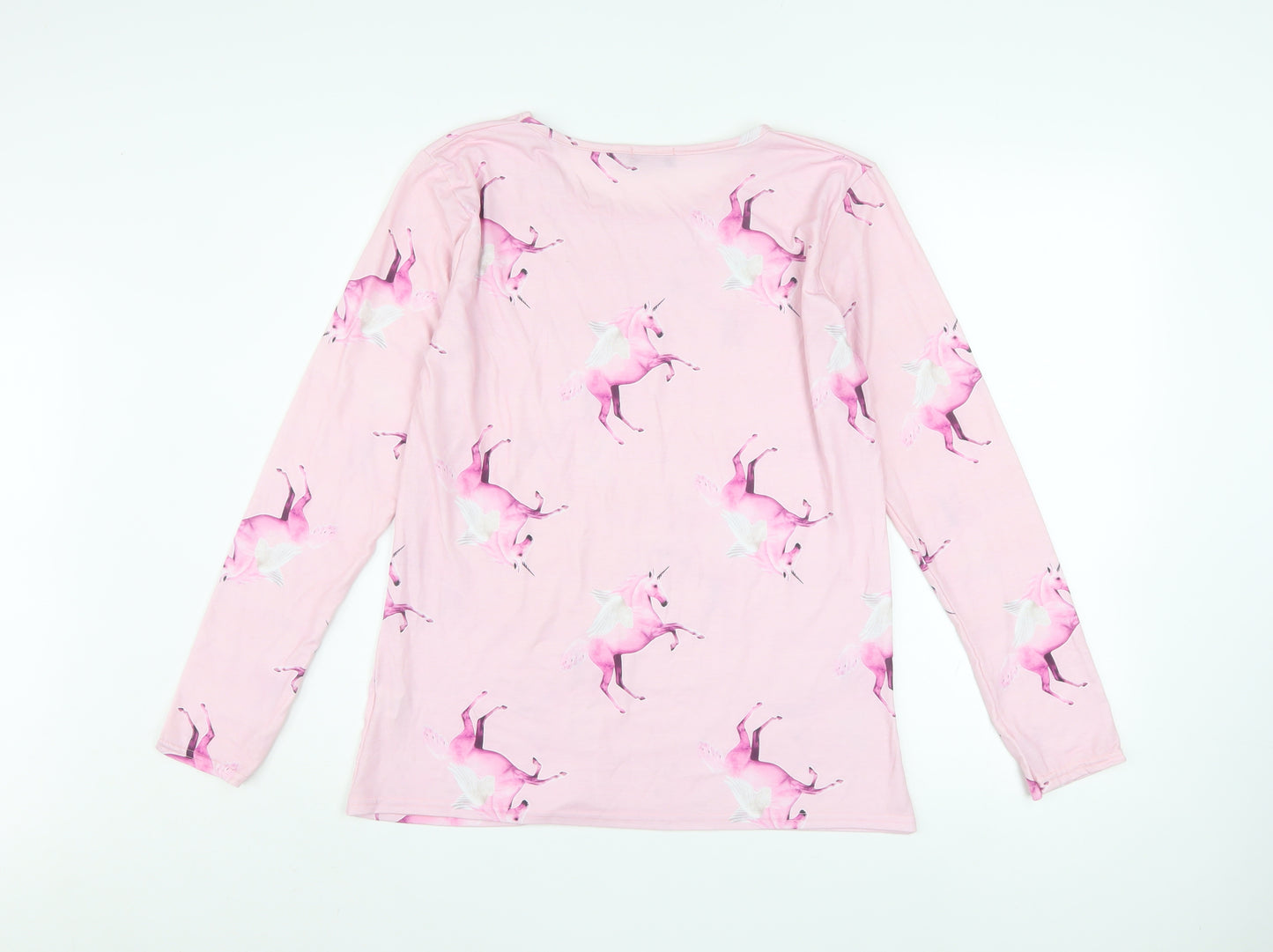 PrettyLittleThing Women’s Pink Unicorn Print Long Sleeve T-Shirt Size M