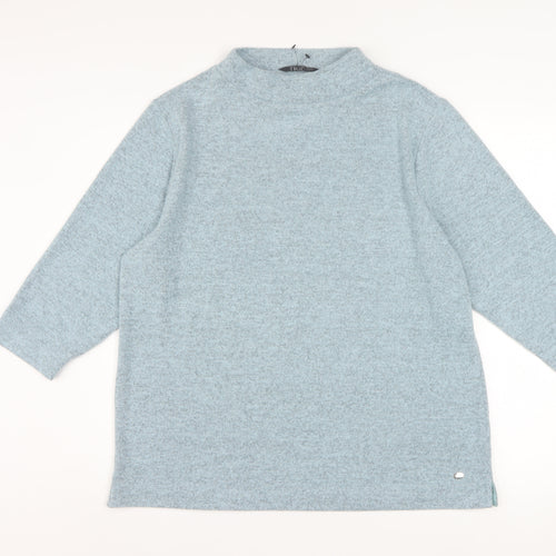 Tigi Women Blue Size 18 Mock Neck 3/4 Sleeve Knit Blouse